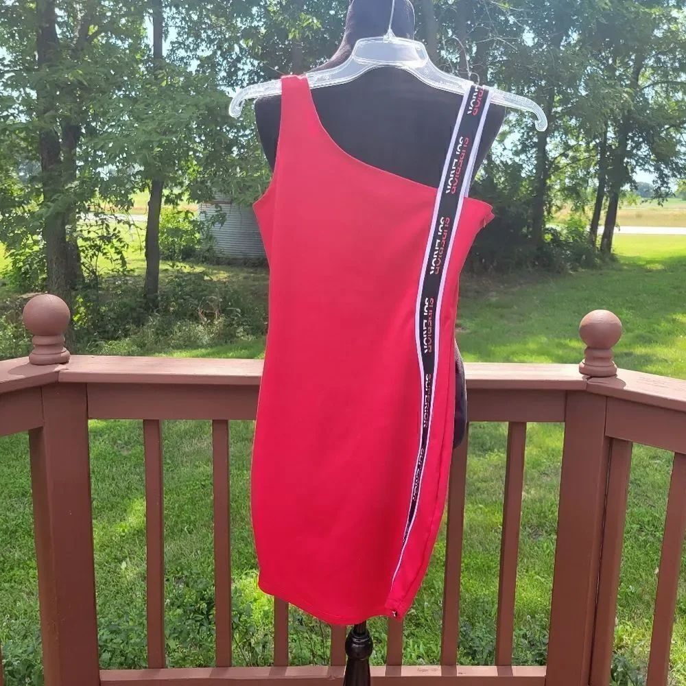 RedFox Ladies Bodycon Red Black  Sporty Dress sz  Small